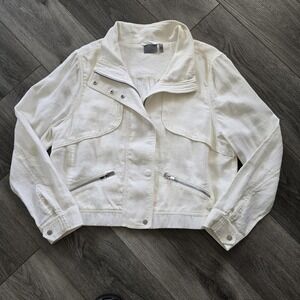 Women's Athleta Lightweight Full Zip Off White Bomber Jacket Size‎ XL